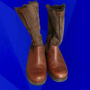 Ugg Australia bellevue 1914 leather shearling zip fold over moto boots size 6.5